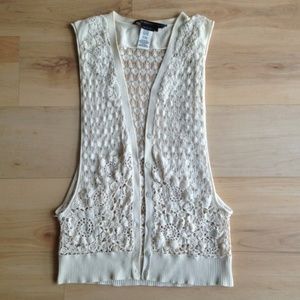 BCBG lace crochet vest
